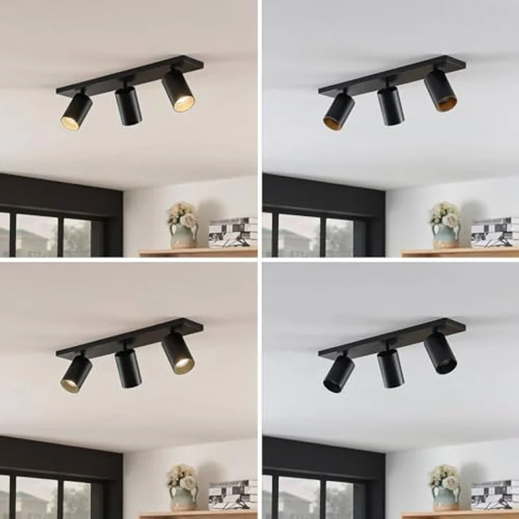 Arcchio Deckenlampe, Deckenspot 3x GU10, 350° drehbar, 90° schwenkbar, Aluminium schwarz, ohne Leuchtmittel – Bild 4