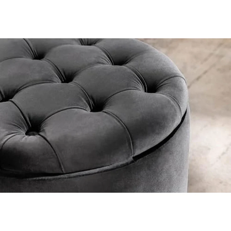 riess-ambiente Sitzhocker MODERN BAROCK 50cm grau · Aufbewahrungskorb mit Samt-Bezug (Einzelartikel, 1 St), zylinderförmig · rund · abnehmbarer Deckel · mit Stauraum · Wohnzimmer – Bild 7