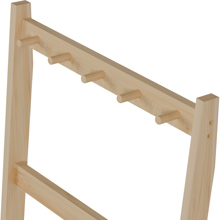 Handtuchleiter 52×28,5×183 cm aus Bambus mit 3 Ablagen und Haken – freistehendes Badregal in Natur – Bild 8