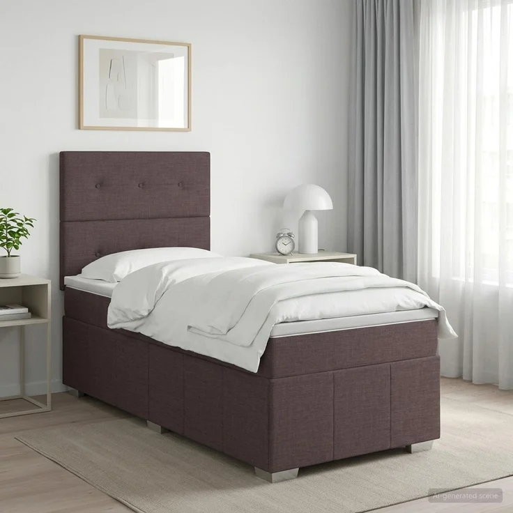 vidaXL Boxspringbett mit Matratze Dunkelbraun 100 x 200 cm Stoff 3454074 – Bild 1