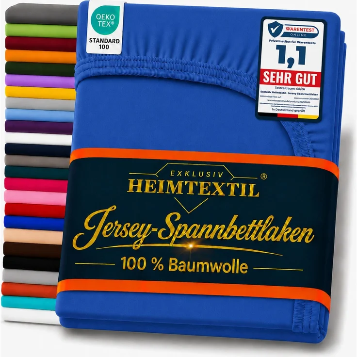 EXKLUSIV HEIMTEXTIL Marke Jersey Spannbettlaken 70 x 140 cm Royalblau 100% Baumwolle Öko - Tex Zertifiziert Bed-Sheet Bettlaken Spannbetttuch Topper Leinentuch – Bild 1