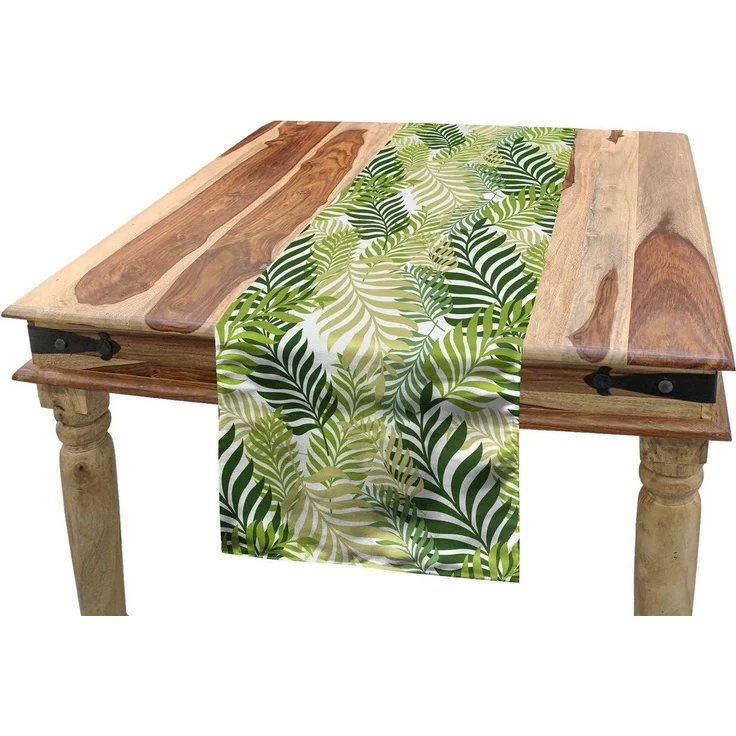 Abakuhaus Tischläufer Esszimmer Küche Rechteckiger Dekorativer Tischläufer, Frühling Tropic exotische Palmen – Bild 1
