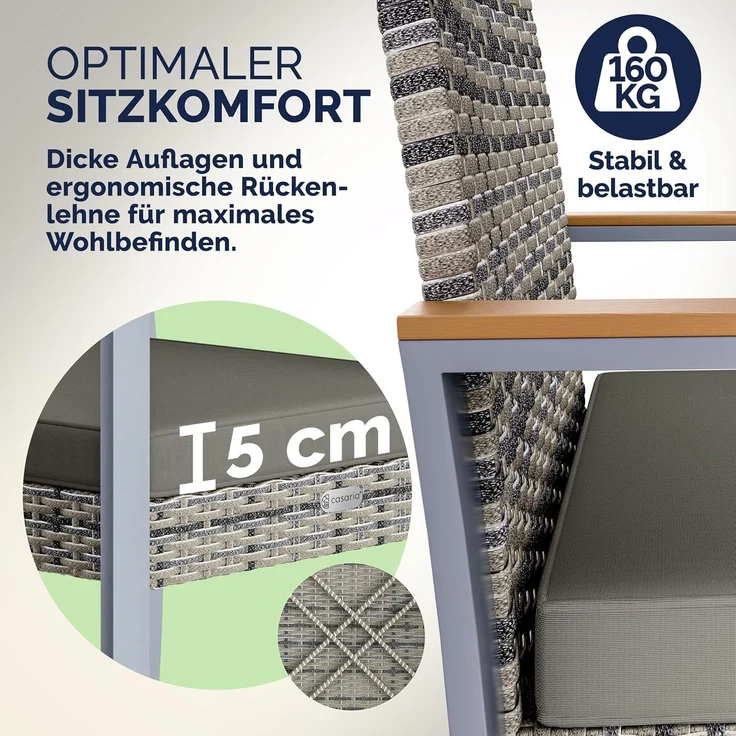 CASARIA® Gartenmöbel-Set, Polyrattan, 2 Stühle – Bild 4