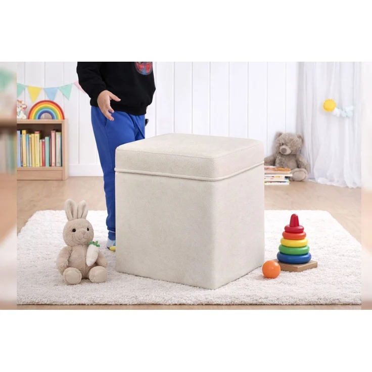 Hanah Home 'Oliver - Cream' Pouffe, Creme, 46 x 43 x 46 cm – Bild 3