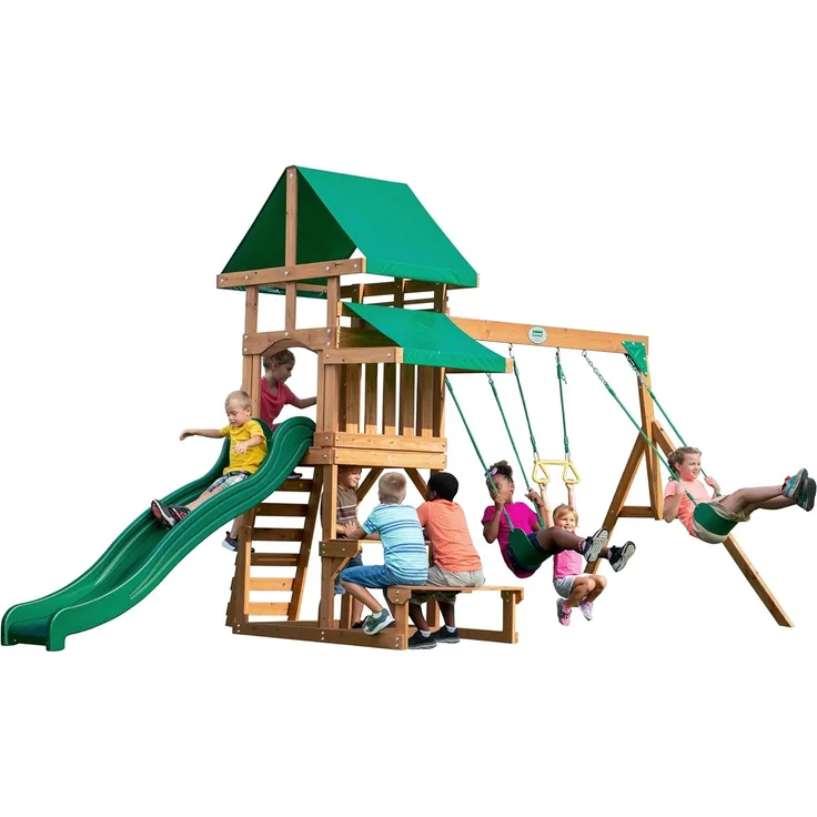 Spielturm Belmont mit Schaukel und Rutsche, Holz