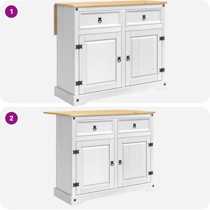 vidaXL Kücheninsel Set Corona 3 pcs Weiß und Honigwachs Massiv-Kiefer 3425399 – Bild 8