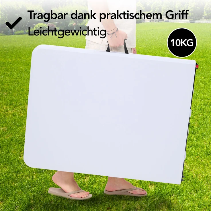 Brixy Klapptisch - Klapptisch - 180 x 70 x 74 cm - Campingtisch - Gartentisch - Tragbar - Weiß – Bild 2
