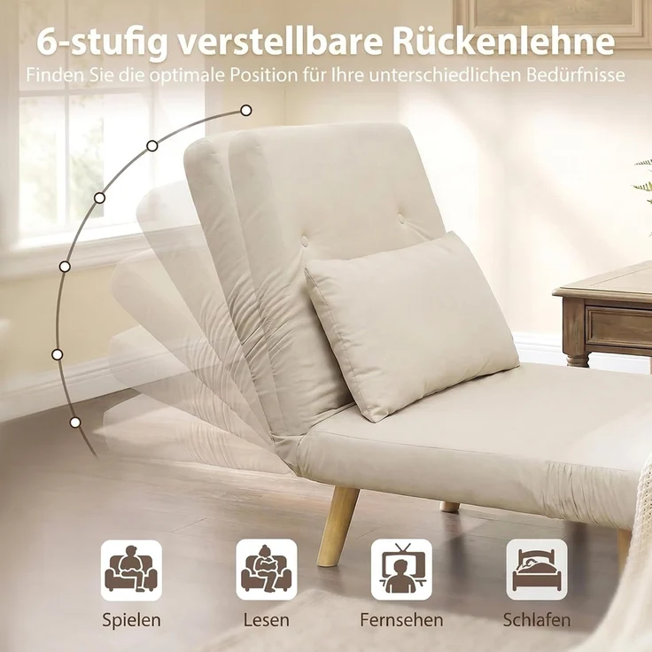 HOMCOM Schlafsessel, Polyester, Beige, 72 x 78 x 79 cm – Bild 5