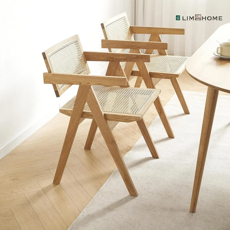 LIM HOME Esszimmerstuhl SW020/SW021 (Packung, 2 St), Eichenholzrahmen mit Sitzfläche aus Rattan, Montage erforderlich – Bild 6