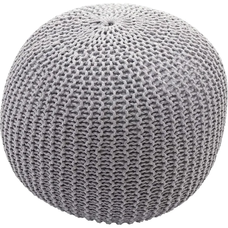 Pouf HWC-E16, Strickhocker Sitzhocker Strickpouf, Strickoptik 40x50cm ~ grau