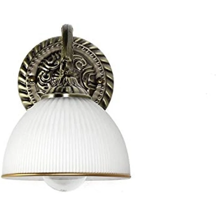 Licht-Erlebnisse Wandleuchte LOUIS, ohne Leuchtmittel, Wandlampe Glasschirm Jugendstil in Messing Leuchte – Bild 2