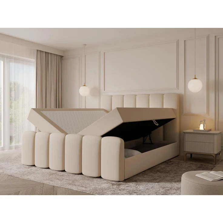 Compleo Boxbett Wolkenbett, Bequem H3 CAOBA, Doppelbett gepolstertes Kopfteil mit Bettkasten – Bild 2