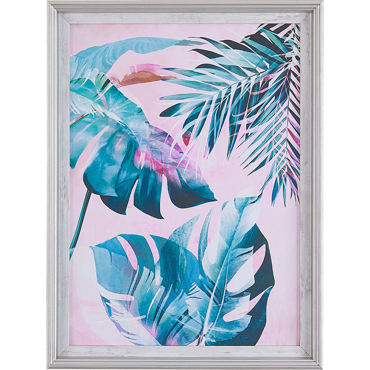 Wandbild mit Rahmen AGENA Blumenmuster 30 x 40 cm Blau