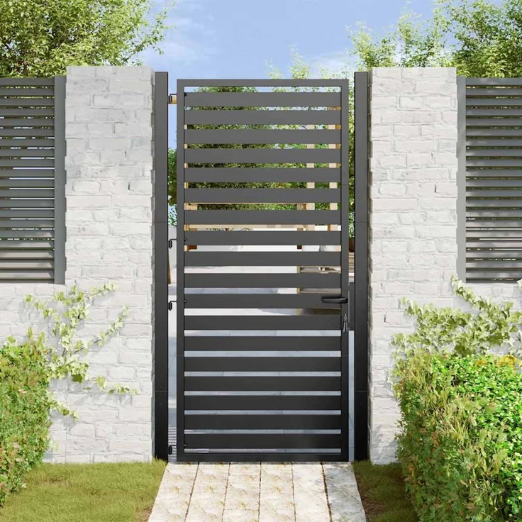 vidaXL Gartentor Abschließbar Schwarz 100x180 cm Aluminium 42004149 – Bild 3