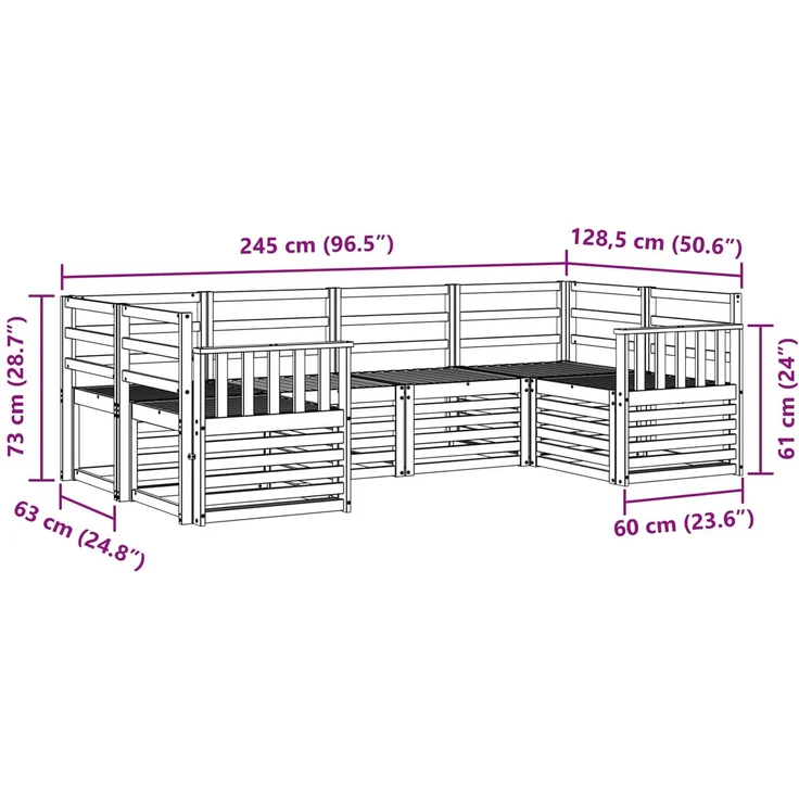 vidaXL Outdoor-Sofagarnitur 6 stk. 6-Sitzer Natur Massivholz Akazie 3375359 – Bild 7