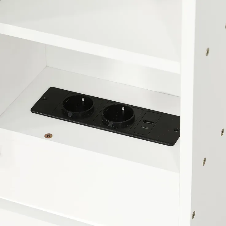 Massivholzbett mit RGB LED-Streifen, Stauraum, Lattenrost, Ausziehbett, Type-C und USB, Kopfteil mit Regal, 120x200 cm, Einzelbett, Kiefer – Bild 10