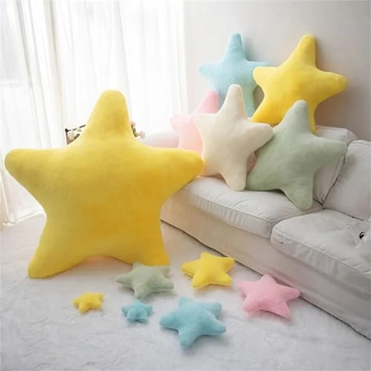Kuschelkissen Kinder Sternkissen, Weiche Flauschige Sternform Zierkissen Sofakissen für kuschelecke Kinderzimmer Schlafzimmer Deko (Rosa,28 cm) – Bild 5