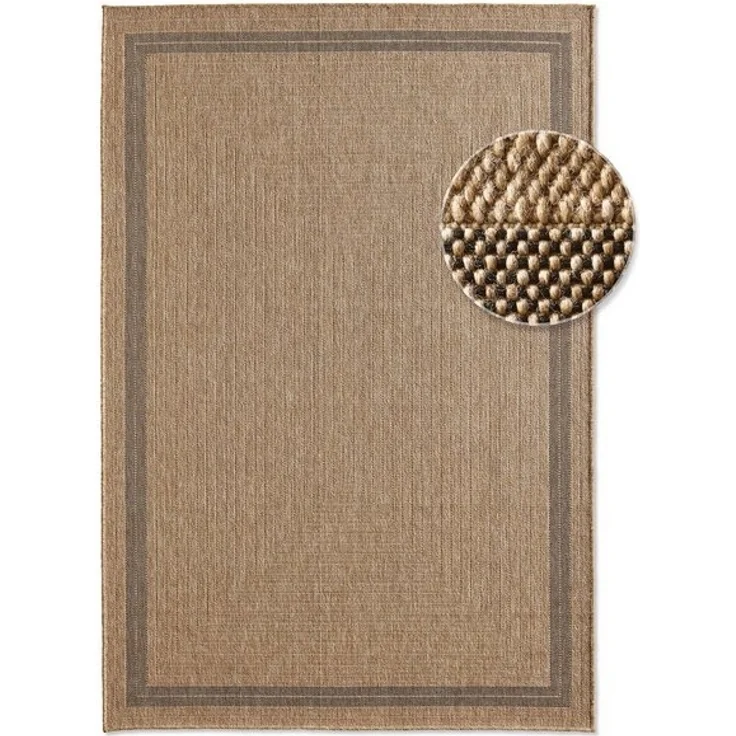 TaraCarpet Teppich Outdoor & Indoor Teppich wetterfest Borneo Sisal-Jute-Optik naturfarbe, rechteckig, Höhe: 10 mm, Kurzflor Bordüre In & Outdoor Balkon Terrasse Wohnzimmer 67x180 – Bild 4