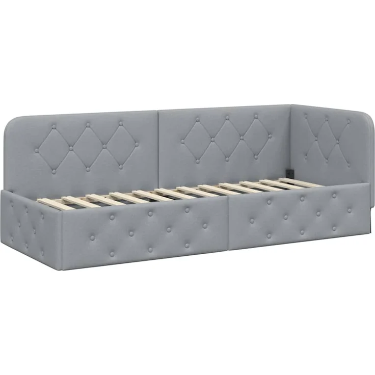 vidaXL Eckbettgestell mit Matratze Hellgrau 80 x 200 cm Stoff 3394029 – Bild 5