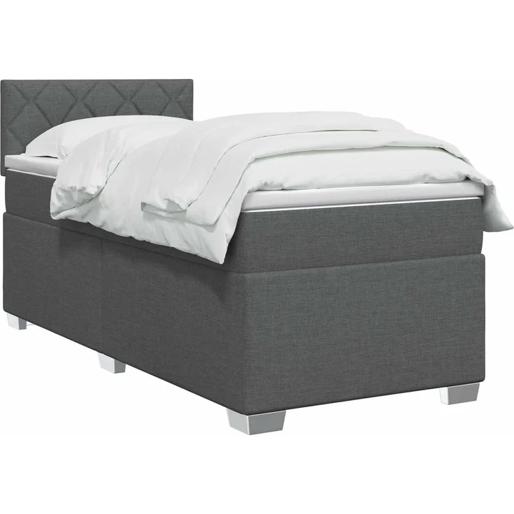 vidaXL Boxspringbett mit Matratze Dunkelgrau 100 x 200 cm Stoff 3450419 – Bild 3