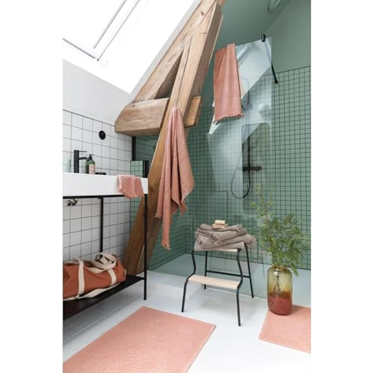 Vivaraise Duschtuch Zoé, Dunkelbraun, 100% Baumwolle, 70x140 cm, weiches und strapazierfähiges Badetuch mit Fransenverarbeitung – Bild 2