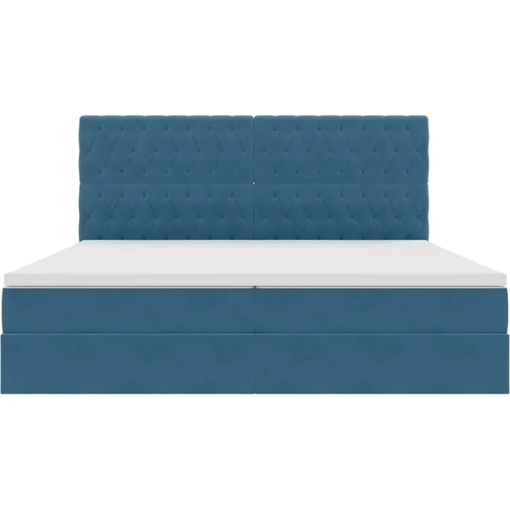 vidaXL Aufbewahrungsbett mit Matratze Dunkelblau 200 x 200 cm Samt 3372115 – Bild 7