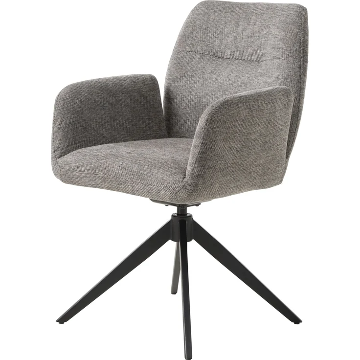 Armlehnstuhl >ROXANA< drehbar, Wipp-Relax-Funktion, Grau, Stoff-Brego - 57,5x88x62cm (BxHxT) – Bild 5
