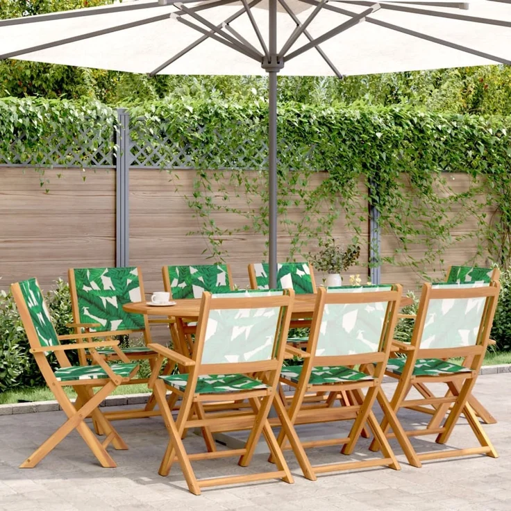 vidaXL Klappstühle, 8 Stück, grüner Stoff und Massivholz 3214588 – Bild 1