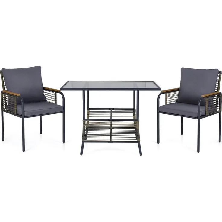 KOMFOTTEU Balkonset, (3-tlg), Gartenset Bistroset mit Kissen, 2 Stühlen & 1 Tisch