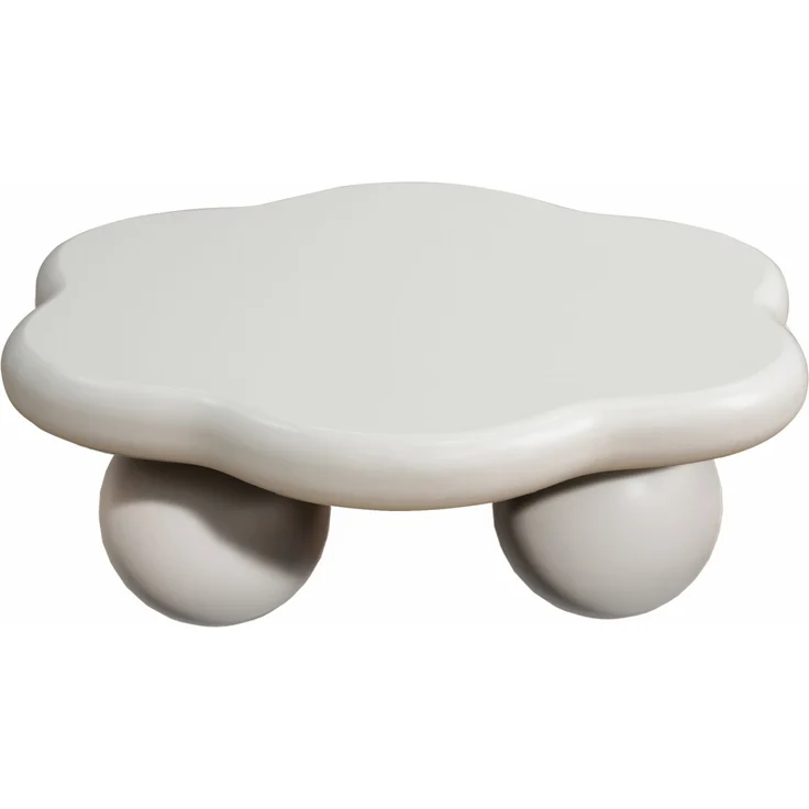 DESVIAE Couchtisch in Wolkenform Ø80 x 35 cm aus MDF und Kunststoff, Cremeweiß, mit abgerundeten Kanten – Bild 5