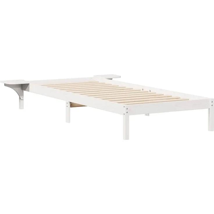 vidaXL Bettgestell mit Nachttischen Weiß 90 x 220 cm 873242