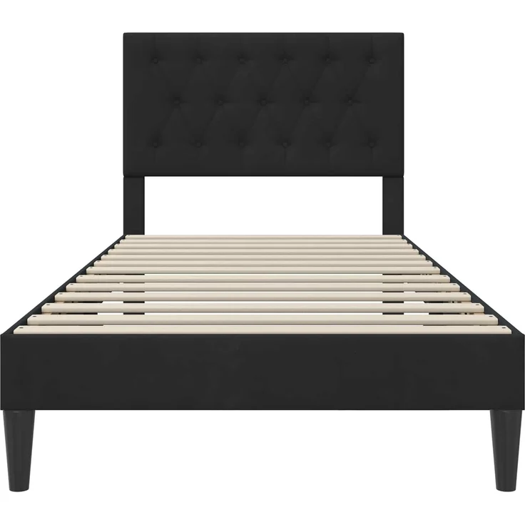 vidaXL Bettrahmen mit Kopfteil Schwarz 100 x 200 cm Samt 42027647 – Bild 4