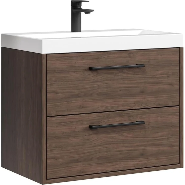 Badplaats Badezimmermöbel Set Florence 01 60 cm – Walnuss – Hängender Waschtisch mit Soft-Close – Bild 1