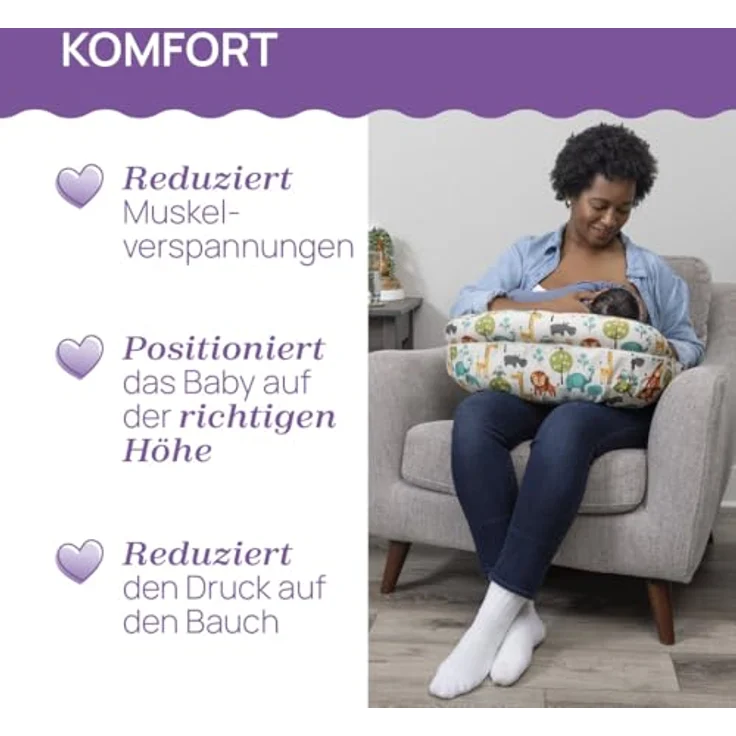 Boppy Deluxe Stillkissen, Brust und Flasche Fütterung Unterstützung, ergonomische Form mit Mutter und Baby zu unterstützen, volle Polsterung, abnehmbar und waschmaschinenfest, 0M + – Bild 4