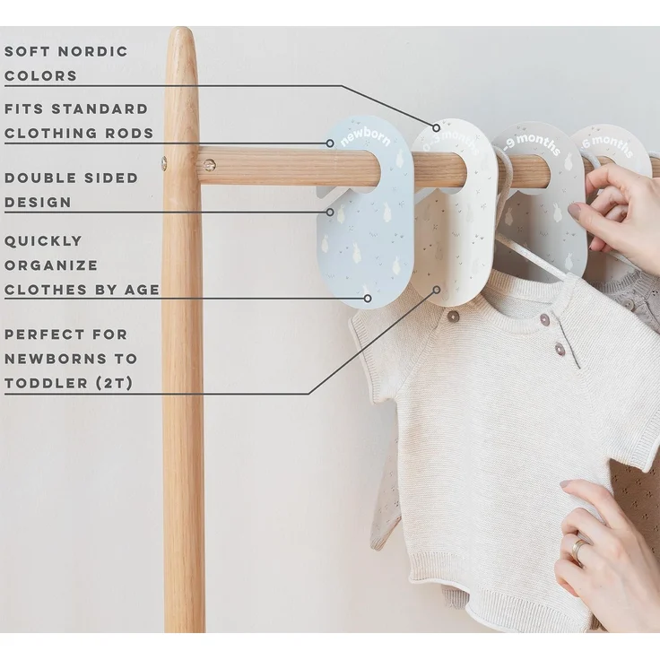 3 Sprouts - Größentrenner Baby für Kleiderstange, Grössentrenner Baby, Doppelseitiges Babykleidung Schrankteiler für Neugeborenen – Kaninchen – Bild 4