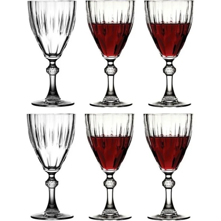 Pasabahce 44777 Diamant Wein/Wasser Wasserglas 300ml Kelchen Set von 6 Gläser Gläser-Set Trinkglas transparent