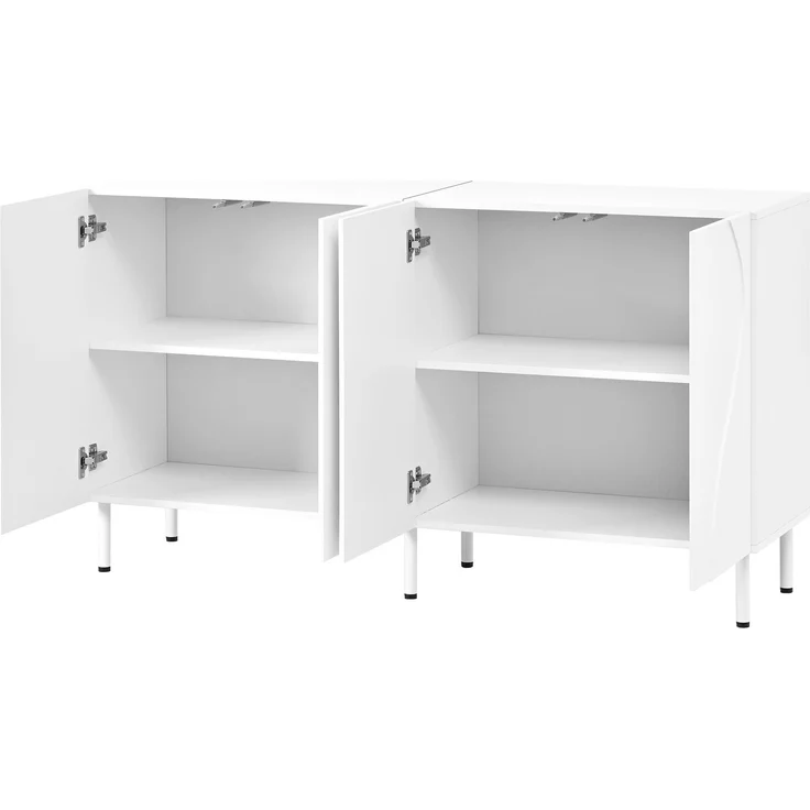 DESVIAE Sideboard mit 4 Türen und Push-to-Open 140x77,5x40 cm aus MDF und Spanplatte Weiß – Bild 8