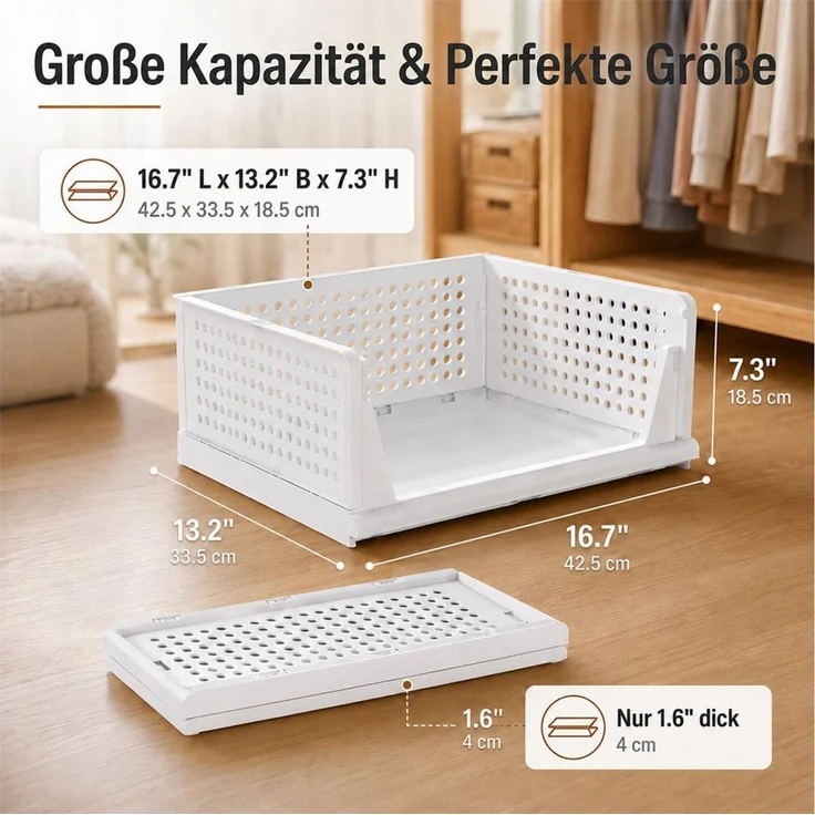 BlingBin Aufbewahrungskorb 3er Set Aufbewahrungskörbe stapelbare, Schrank Organizer (ordnungssystem, 3 St, 3tlg), ausziehbar Aufbewahrungsbox, für Bad Küche Schlafzimmer, Weiß – Bild 2