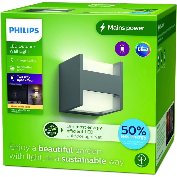 Philips LED Außenwandleuchte Arbour up/down anthrazit warmweiß – Bild 5