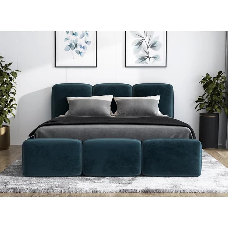 Polsterbett STAR 180x200 mit Matratze, Bettkasten und Lattenrost. Farbe: Azur 12 – Bild 2