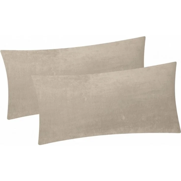 Heubergshop Kissenbezug, (2 Stück), 2er Set Fleece 40x80cm Winter - Beige - flauschig weich Kissenhülle – Bild 3