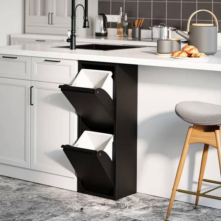 Mülltrennschrank Sollentuna Schwarz