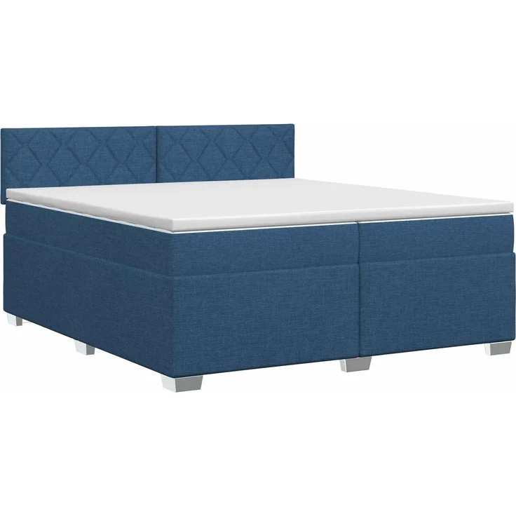 vidaXL Boxspringbett mit Matratze mit Kopfteil Blau 200 x 200 cm Stoff 3450571 – Bild 2