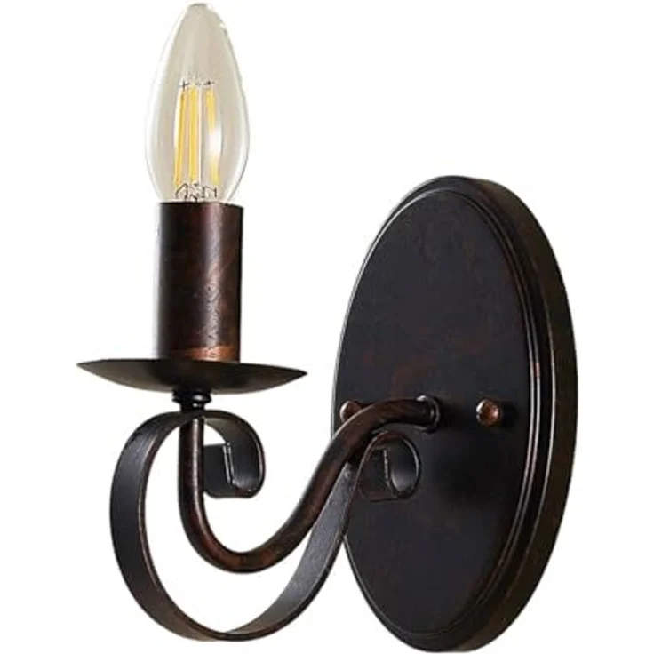 Lucande Wandleuchte Caleb, Metall, Braun IP20, 1 x 40 W – Bild 1