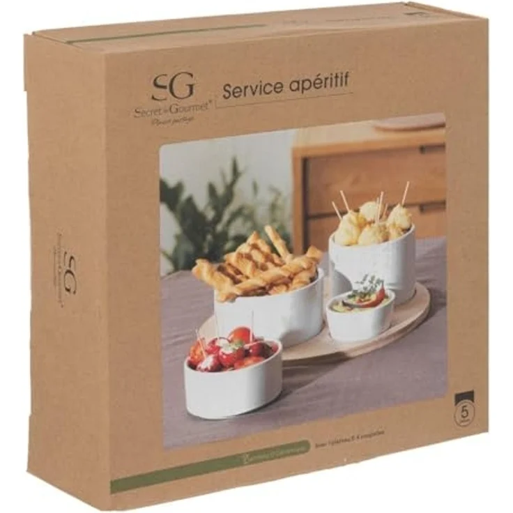 Secret de Gourmet Set für Dips mit 5 Schälchen auf Bambus-Tablett – Bild 2