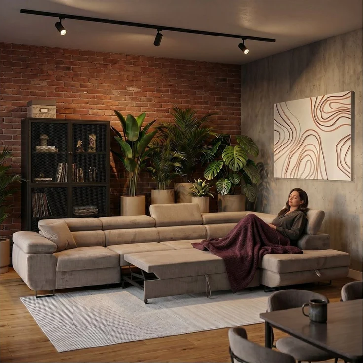 Muffo Ecksofa Wild Maxi mit Schlaffunktion inkl. Montage, L-form Couch mit Bettkasten XL, 6-fach verstellbare Kopfstützen – Bild 2