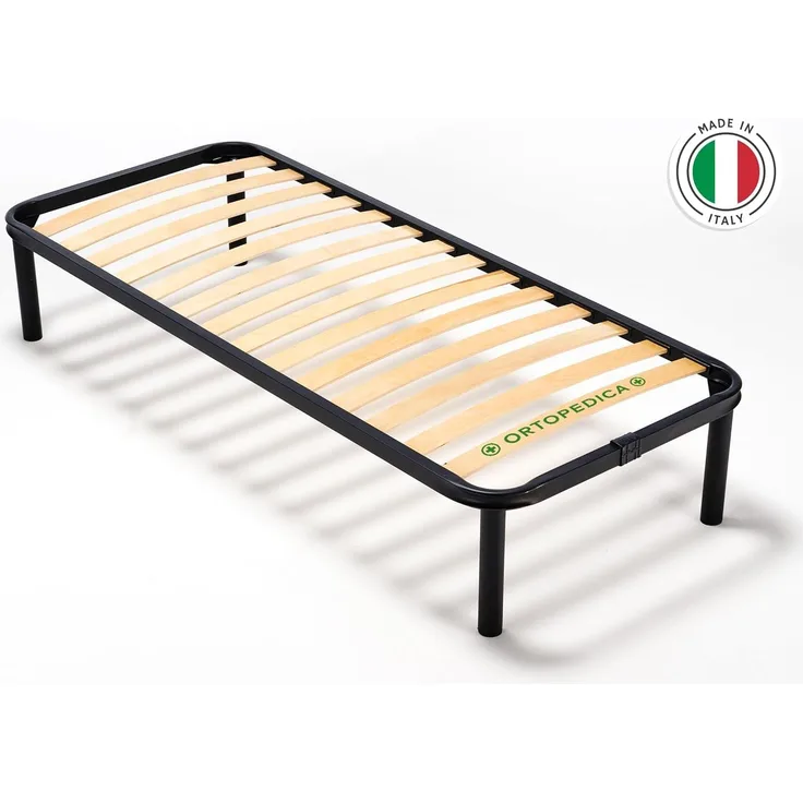 EVERGREENWEB - Bett Lattenrost 85x190 Einzelbett Höhe 35 cm Orthopädisches Extra Komfort Leisten Holz mit 4 Abnehmbar Füße, Verstärkte Rahmen aus Stahl Bettgestell geeignet für alle Betten & Matratzen