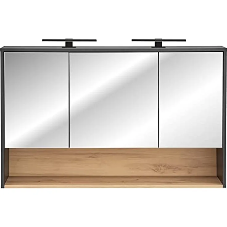 Bad Spiegelschrank 120 cm BOLOGNA-56 inkl. LED Beleuchtung in anthrazit mit Artisan Eiche Nb, B/H/T: ca. 120/80/25 cm