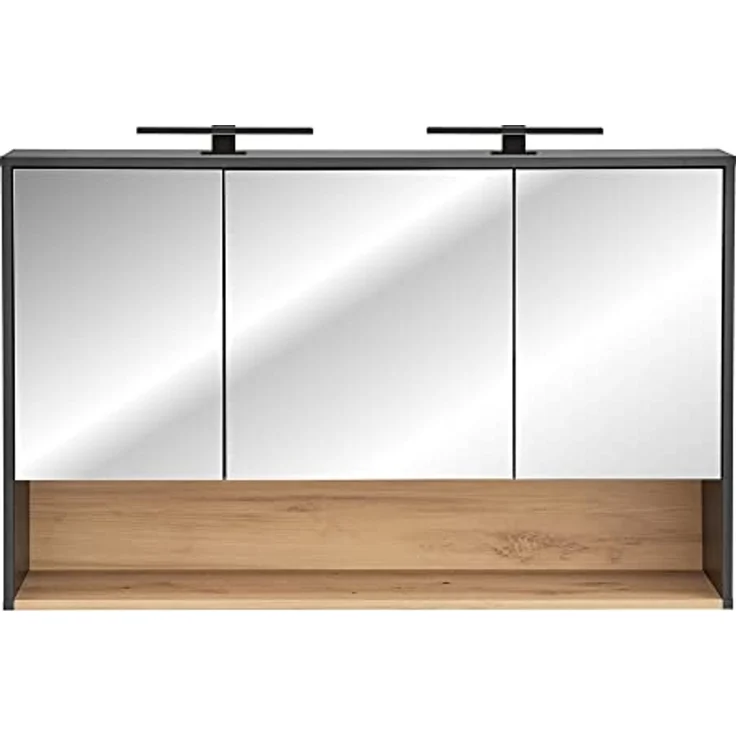 Bad Spiegelschrank 120 cm BOLOGNA-56 inkl. LED Beleuchtung in anthrazit mit Artisan Eiche Nb, B/H/T: ca. 120/80/25 cm – Bild 1