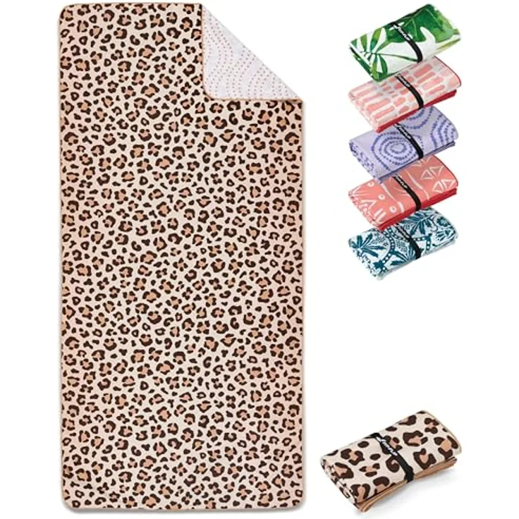 Fit-Flip Strandtuch XXL Mikrofaser - leicht, schnelltrocknend, 100% recyceltes Handtuch, sandfrei, Leo 200x90cm